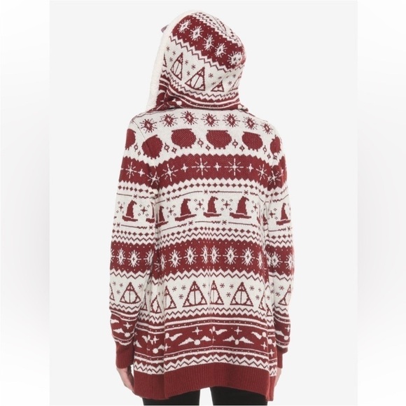 Harry Potter Fair Isle Sherpa Hooded Open Cardigan - Picture 4 of 16